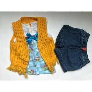 Baby Girl's Size 9M 6-9 Months 3 Pc Orange Cardigan, Berry Top, Carter's Shorts